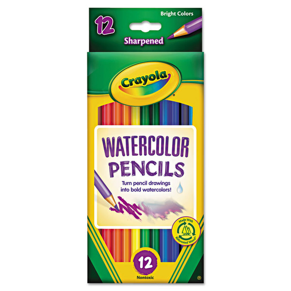 Watercolor Pencil Set, 3.3 mm, 2B (#1), Assorted Lead/Barrel Colors, Dozen [SKU: CYO684302]