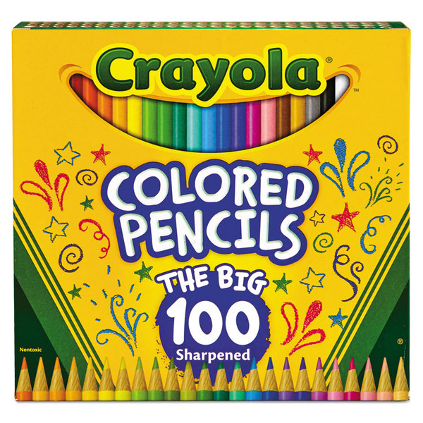 Long-Length Colored Pencil Set, 3.3 mm, 2B (#1), Assorted Lead/Barrel Colors, 100/Pack [SKU: CYO688100]