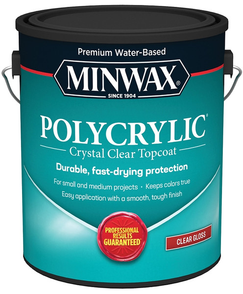 Minwax Polycrylic 15555000 Protective Finish Paint, Gloss, Liquid, Crystal Clear, 1 gal, Can [SKU: ORG6542963]
