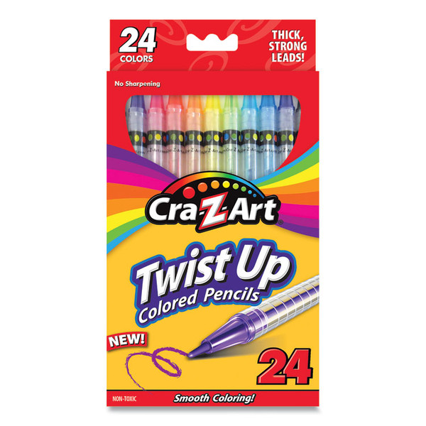 Twist Up Colored Pencils, 24 Assorted Lead Colors, Clear Barrel, 24/Set [SKU: CZA1046224]