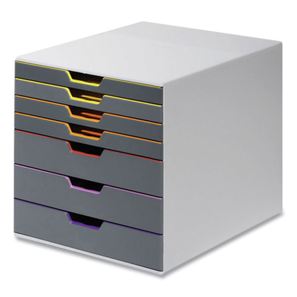 VARICOLOR Stackable Plastic Drawer Box, 7 Drawers, Letter to Folio Size Files, 11.5" x 14" x 11", Gray [SKU: DBL760727]