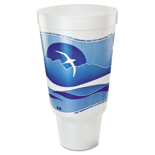Horizon Hot/Cold Foam Drinking Cups, 44 oz, Ocean Blue/White, 15/Bag, 20 Bags/Carton [SKU: DCC44AJ32H]