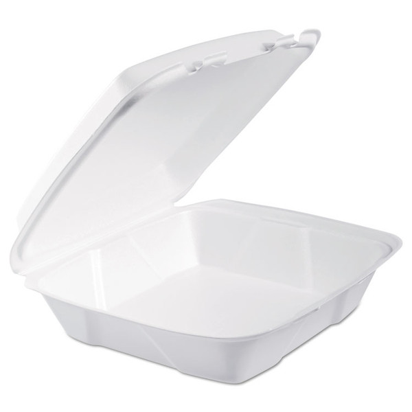 Foam Hinged Lid Containers, 9 x 9 x 3, White, 200/Carton [SKU: DCC90HT1R]