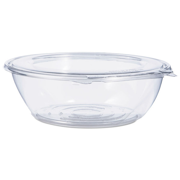 Tamper-Resistant, Tamper-Evident Bowls with Flat Lid, 48 oz, 8.9" Diameter x 2.8"h, Clear, Plastic, 100/Carton [SKU: DCCCTR48BF]