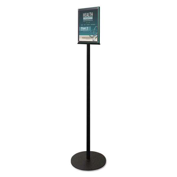 Double-Sided Magnetic Sign Display, 8.5 x 11 Insert, 56" Tall, Clear/Black [SKU: DEF692056]