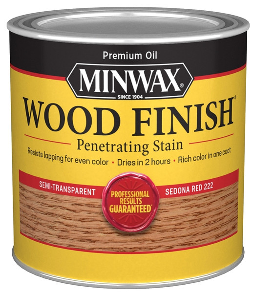 Minwax Wood Finish 222204444 Wood Stain, Satin, Sedona Red, Liquid, 0.5 pt, Can [SKU: ORG1596774]