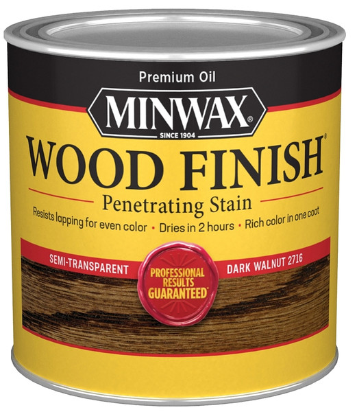 Minwax Wood Finish 227164444 Wood Stain, Dark Walnut, Liquid, 0.5 pt, Can [SKU: ORG7996028]