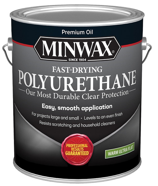 Minwax Fast-Drying 319030000 Polyurethane Wood Finish, Warm Ultra-Flat, Liquid, Clear, 1 gal [SKU: ORG7450794]