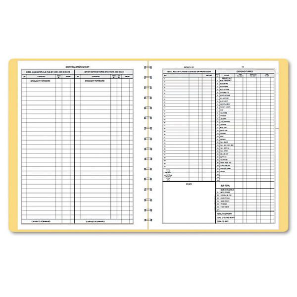 Simplified Monthly Bookkeeping Record, 4 Column Format, Tan Cover, 11 x 8.5 Sheets, 128 Sheets/Book [SKU: DOM612]