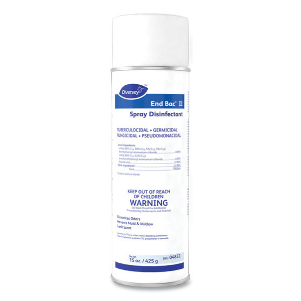 End Bac II Spray Disinfectant, Fresh Scent, 15 oz Aerosol Spray, 12/Carton [SKU: DVO04832]