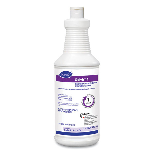 Oxivir 1 RTU Disinfectant Cleaner, 32 oz Spray Bottle, 12/Carton [SKU: DVO100850916]