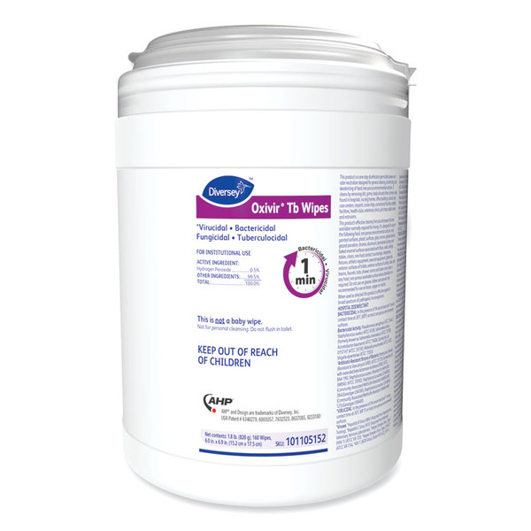 Oxivir TB Disinfectant Wipes, 6 x 6.9, Characteristic Scent, White, 160/Canister, 4 Canisters/Carton [SKU: DVO101105152]