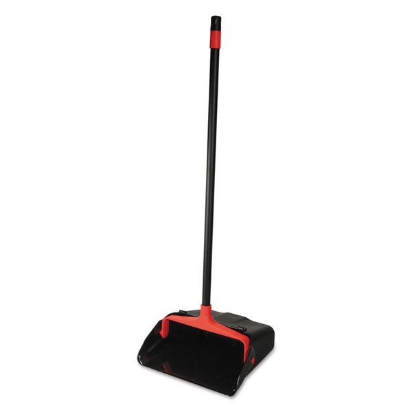 Maxi-Plus Lobby Dust Pan with Rear Wheels, 13 x 35, 30" Handle, Plastic, Black, 6/Carton [SKU: DVOCB962082]