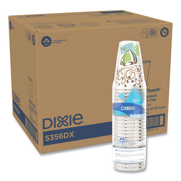 PerfecTouch Paper Hot Cups, 16 oz, Coffee Haze Design, 25 Sleeve, 20 Sleeves/Carton [SKU: DXE5356DX]