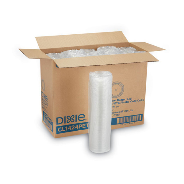 Cold Drink Cup Lids, Fits 16 oz Plastic Cold Cups, Clear, 100/Sleeve, 10 Sleeves/Carton [SKU: DXECL1424PET]