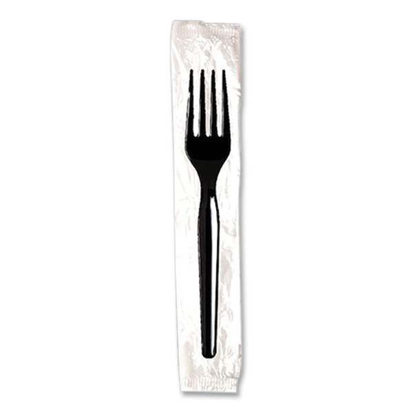 Individually Wrapped Mediumweight Polystyrene Cutlery, Fork, Black, 1,000/Carton [SKU: DXEFM53C7]