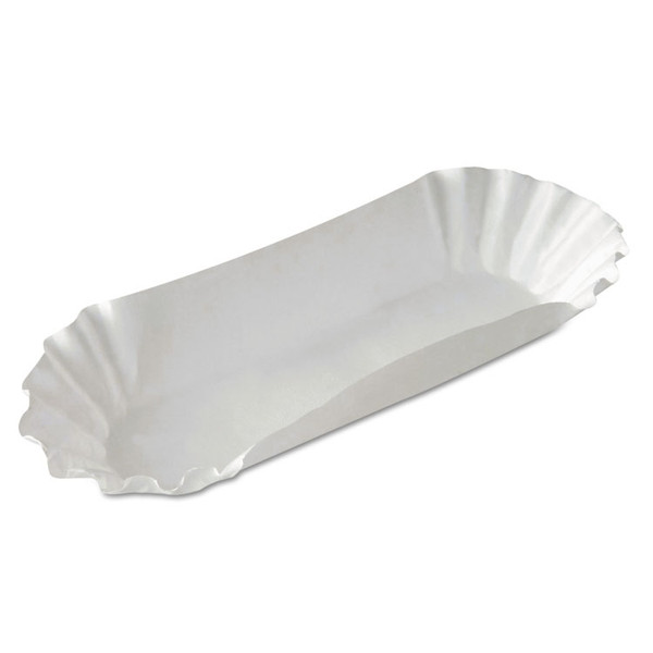 Medium Weight Fluted Hot Dog Trays, 8", White, Paper, 250/Pack, 12 Packs/Carton [SKU: DXEHD8050]