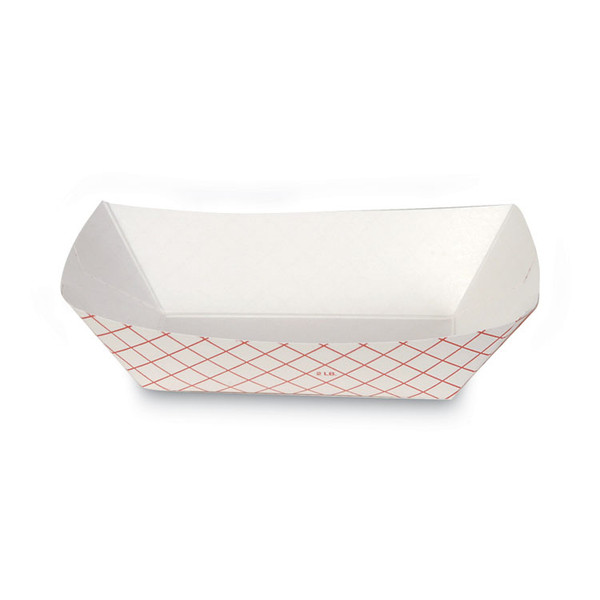 Kant Leek Polycoated Paper Food Tray, 1 lb Capacity, 6.25 x 4.7 x 1.6, Red Plaid, 1,000/Carton [SKU: DXERP1008]