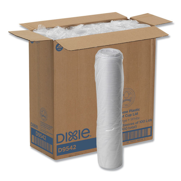 Reclosable Lids, Fits 12 oz to 20 oz Dixie Cups, 10 oz to 20 oz PerfecTouch Cups, White, 100/Pack, 10 Packs/Carton [SKU: DXETP9542]