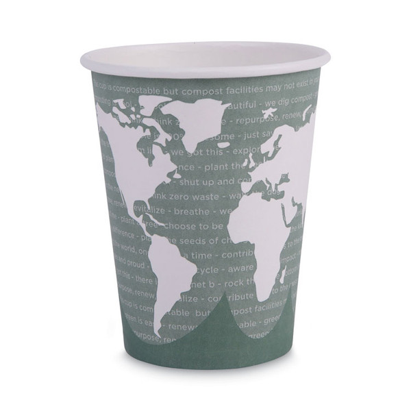 World Art Renewable and Compostable Hot Cups, 12 oz, Gray, 50/Pack [SKU: ECOEPBHC12WAPK]