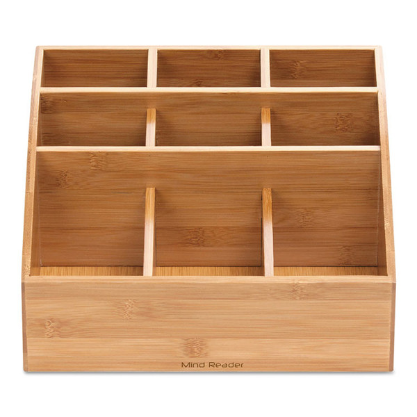 Square 9 Compartment Condiment Organizer, 12 x 12 x 5.5, Bamboo [SKU: EMSCOMP9BMB]