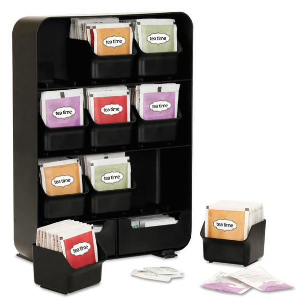 Baggy Nine-Drawer Tea Bag and Accessory Holder, 10.24 x 4.33 x 13.11, Black [SKU: EMSTBORGBLK]