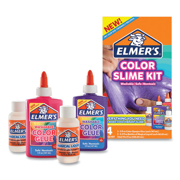 Color Slime Kit, (1) 5 oz Pink Color Glue, (1) 5 oz Purple Color Glue, (2) 2.3 oz Elmer's Magical Liquid [SKU: EPI2062233]
