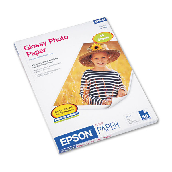 Glossy Photo Paper, 9.4 mil, 8.5 x 11, Glossy White, 50/Pack [SKU: EPSS041649]