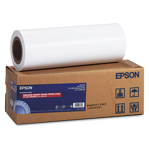 Premium Glossy Photo Paper Roll, 3" Core, 10 mil, 16" x 100 ft, Glossy White [SKU: EPSS041742]