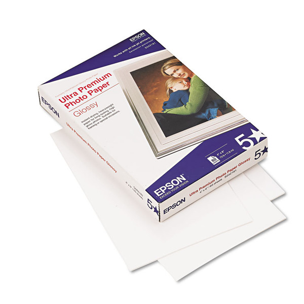 Ultra Premium Glossy Photo Paper, 11.8 mil, 4 x 6, Glossy Bright White, 60/Pack [SKU: EPSS042181]