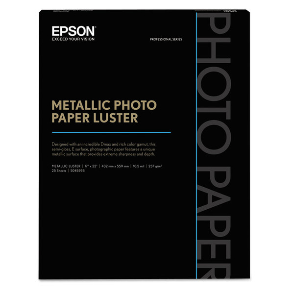 Professional Media Metallic Gloss Photo Paper, 10.5 mil, 17 x 22, White, 25/Pack [SKU: EPSS045591]