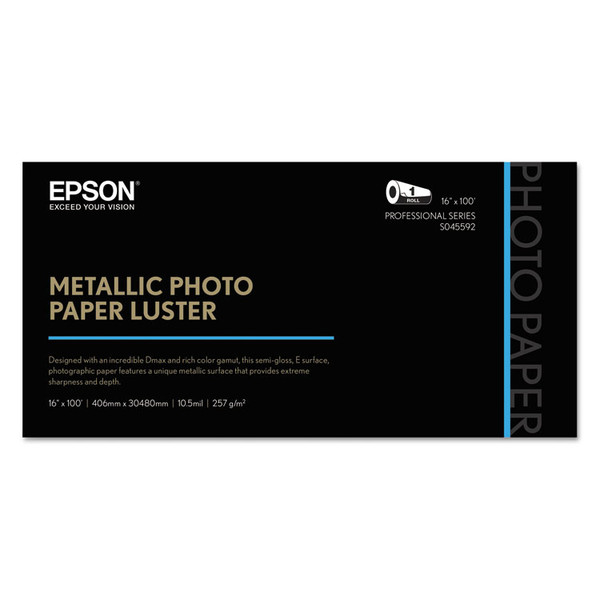 Professional Media Metallic Photo Paper, 10.5 mil, 16" x 100 ft, Luster White [SKU: EPSS045592]