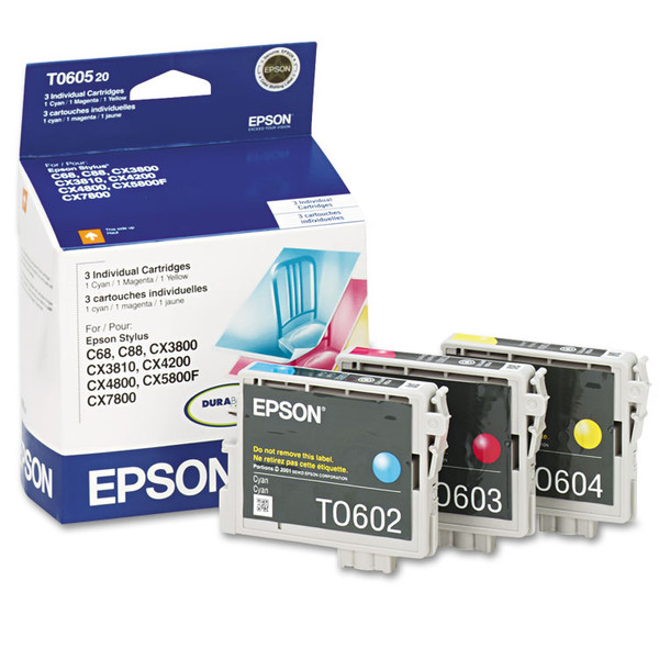T060520-S (60) Ink, 1,350 Page-Yield, Cyan/Magenta/Yellow [SKU: EPST060520S]