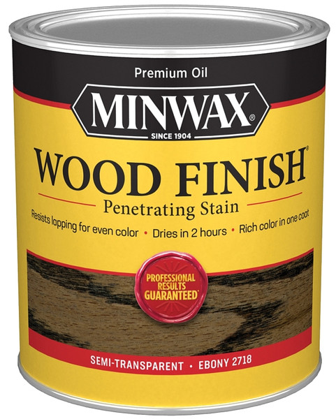 Minwax Wood Finish 70013444 Wood Stain, Ebony, Liquid, 1 qt, Can [SKU: ORG8996084]