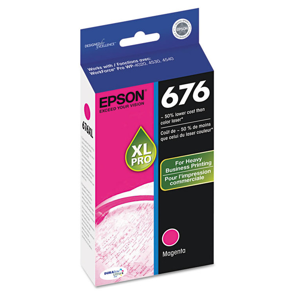 T676XL320-S (676XL) High-Yield Ink, 2,400 Page-Yield, Magenta [SKU: EPST676XL320S]