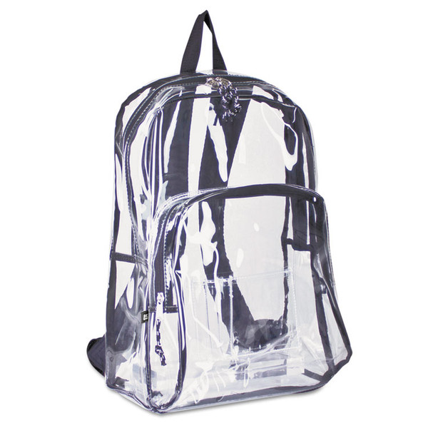 Backpack, PVC, 12.5 x 5.5 x 17.5, Clear/Black [SKU: EST193971BJBLK]