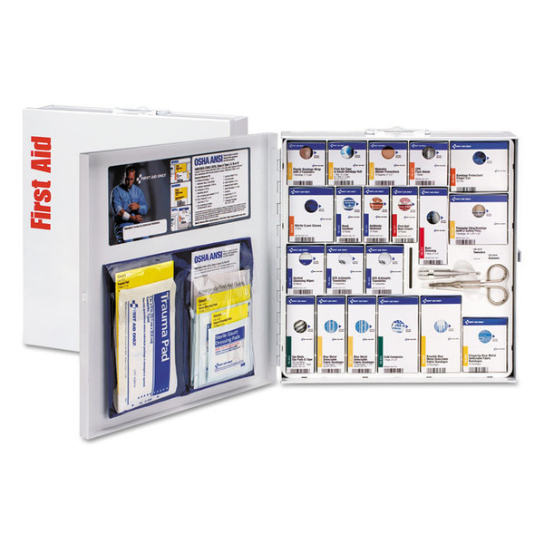 ANSI 2015 SmartCompliance Food Service First Aid Kit, w/o Medication, 50 People, 260 Pieces, Metal Case [SKU: FAO746006021]