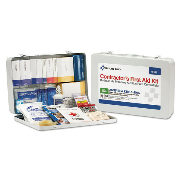 Contractor ANSI Class B First Aid Kit for 50 People, 254 Pieces, Metal Case [SKU: FAO90671]