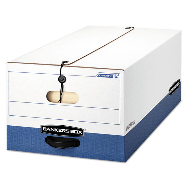LIBERTY Heavy-Duty Strength Storage Boxes, Legal Files, 15.25" x 24.13" x 10.75", White/Blue, 12/Carton [SKU: FEL00012]