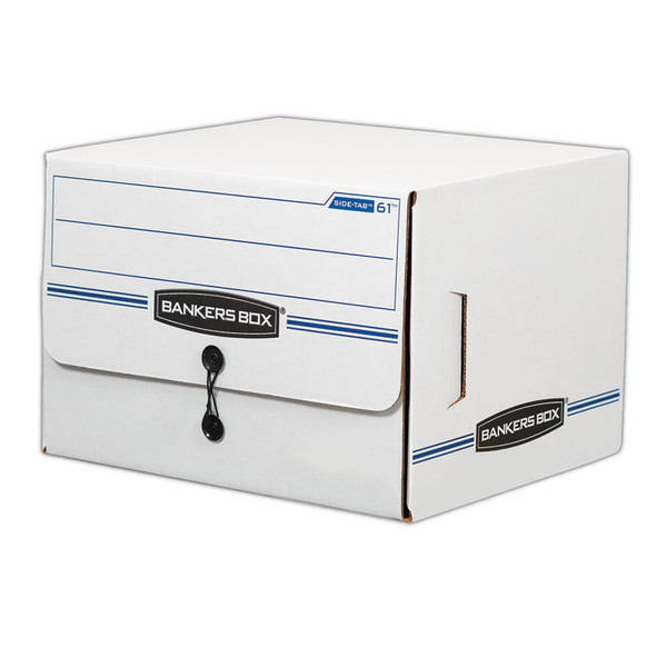 SIDE-TAB Storage Boxes, Letter Files, White/Blue, 12/Carton [SKU: FEL00061]