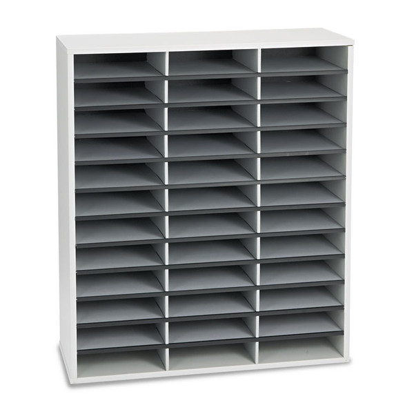 Literature Organizer, 36 Letter Compartments, 29 x 11.88 x 34.69, Dove Gray [SKU: FEL25061]
