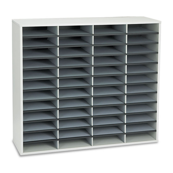 Literature Organizer, 48 Letter Compartments, 38.25 x 11.88 x 34.69, Dove Gray [SKU: FEL25081]