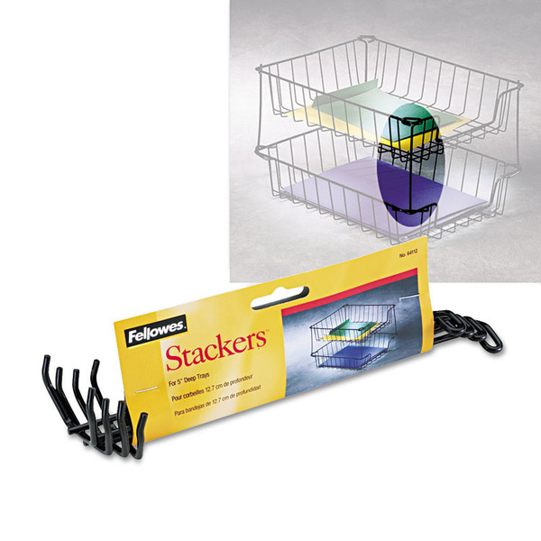 Desk Tray Stacking Posts for 5" Capacity Trays, Wire, Black, 4 Posts/Set [SKU: FEL64112]