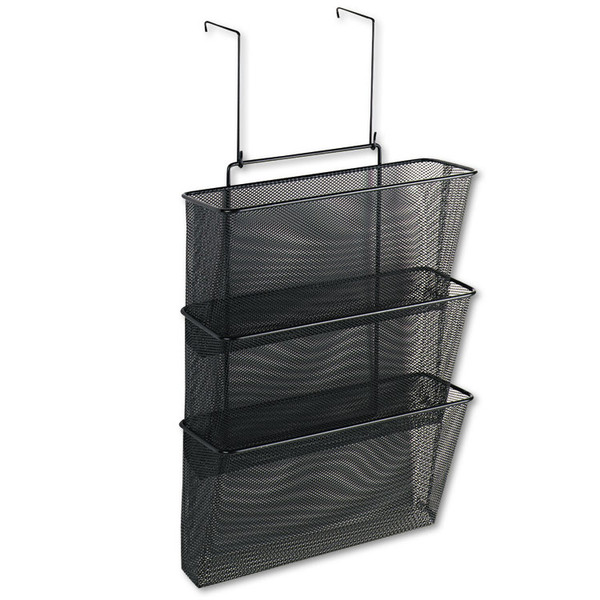 Mesh Partition Additions Three-File Pocket Organizer, 12.63 x 8.25 x 23.25, Over-the-Panel/Wall Mount, Black [SKU: FEL75901]
