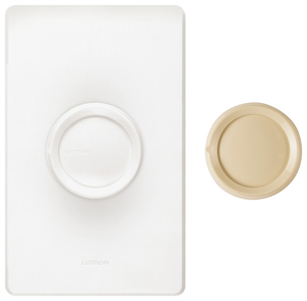 Lutron D-600PH-DK Rotary Dimmer, 120 V, 600 W, Incandescent Lamp, 3-Way, Ivory/White [SKU: ORG8365926]