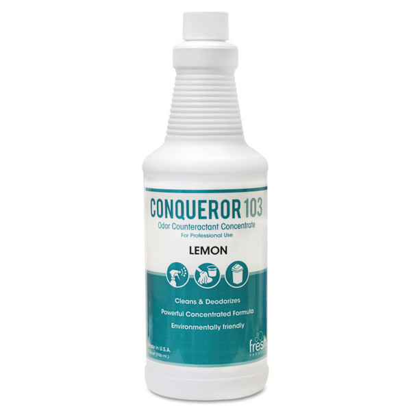 Conqueror 103 Odor Counteractant Concentrate, Lemon, 32 oz Bottle, 12/Carton [SKU: FRS1232WBLECT]