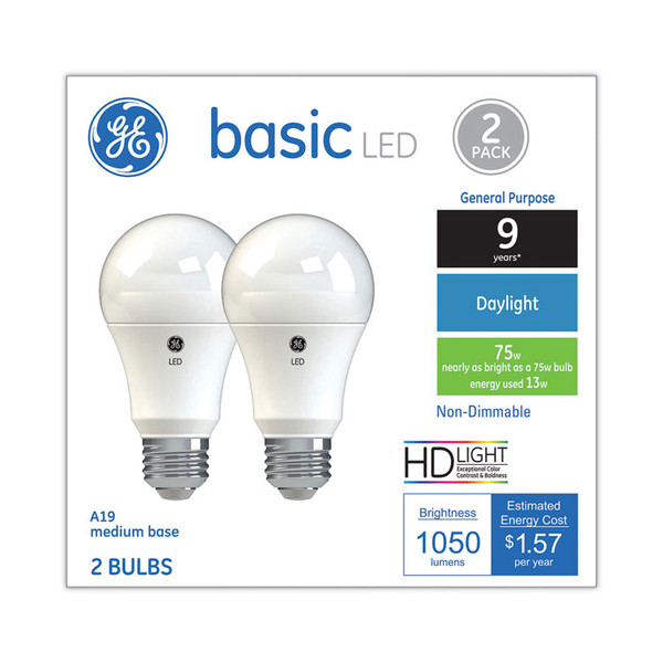 Basic LED Bulbs, A21, 13 W, Daylight, 2/Pack [SKU: GEL37019]