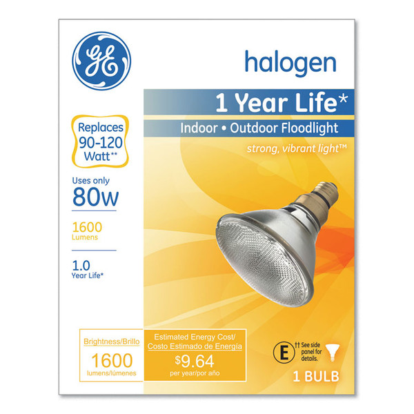 Energy-Efficient PAR38 Halogen Bulb, 90 W, Crisp White [SKU: GEL62706]