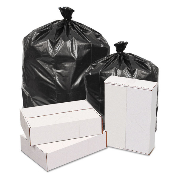 Waste Can Liners, 60 gal, 1.6 mil, 38" x 58", Black, 10 Bags/Roll, 10 Rolls/Carton [SKU: GEN385820]