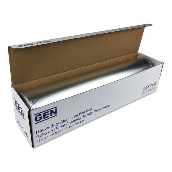Heavy-Duty Aluminum Foil Roll, 18" x 1,000 ft [SKU: GEN7136]